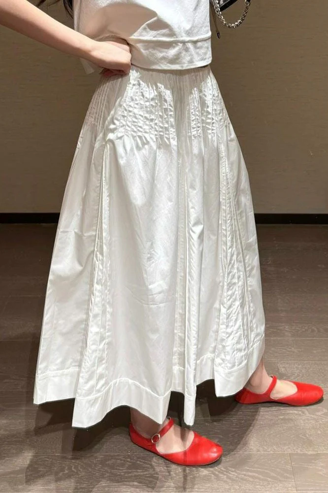 Sweet High Waist Unique Youthful White Maxi Skirt - Image 2