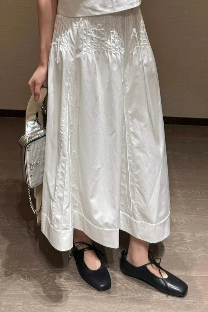 Sweet High Waist Unique Youthful White Maxi Skirt - Image 4