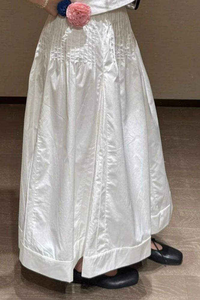 Sweet High Waist Unique Youthful White Maxi Skirt - Image 5