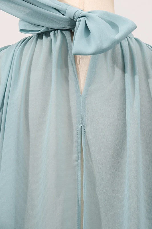 Sweet Irregular Stand Collar Loose Solid Halter Blouse - Image 5