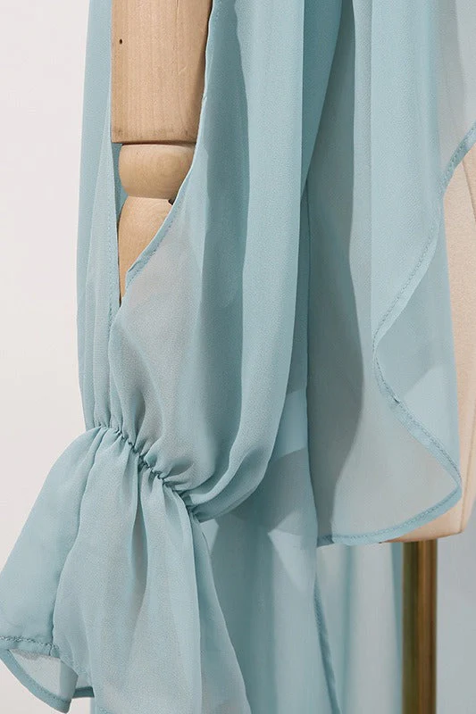 Sweet Irregular Stand Collar Loose Solid Halter Blouse - Image 6