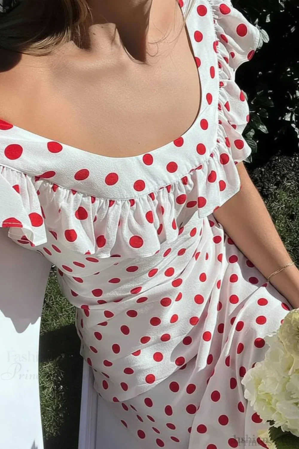 Sweet Ruffle Vacation Polka Dot Maxi Dress - Image 3