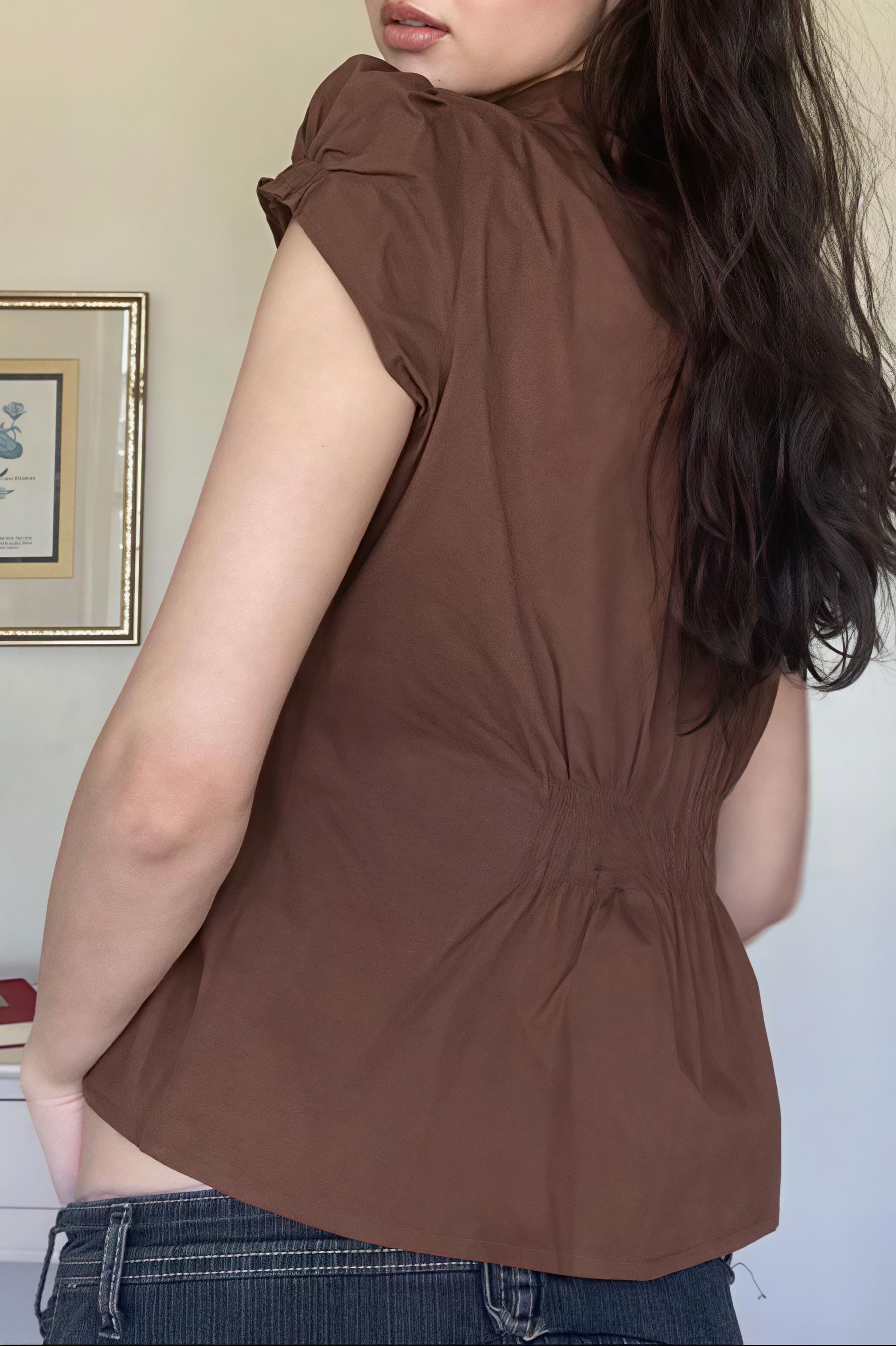 Sweet Spicy Collared Puff Sleeve Blouse - Image 2