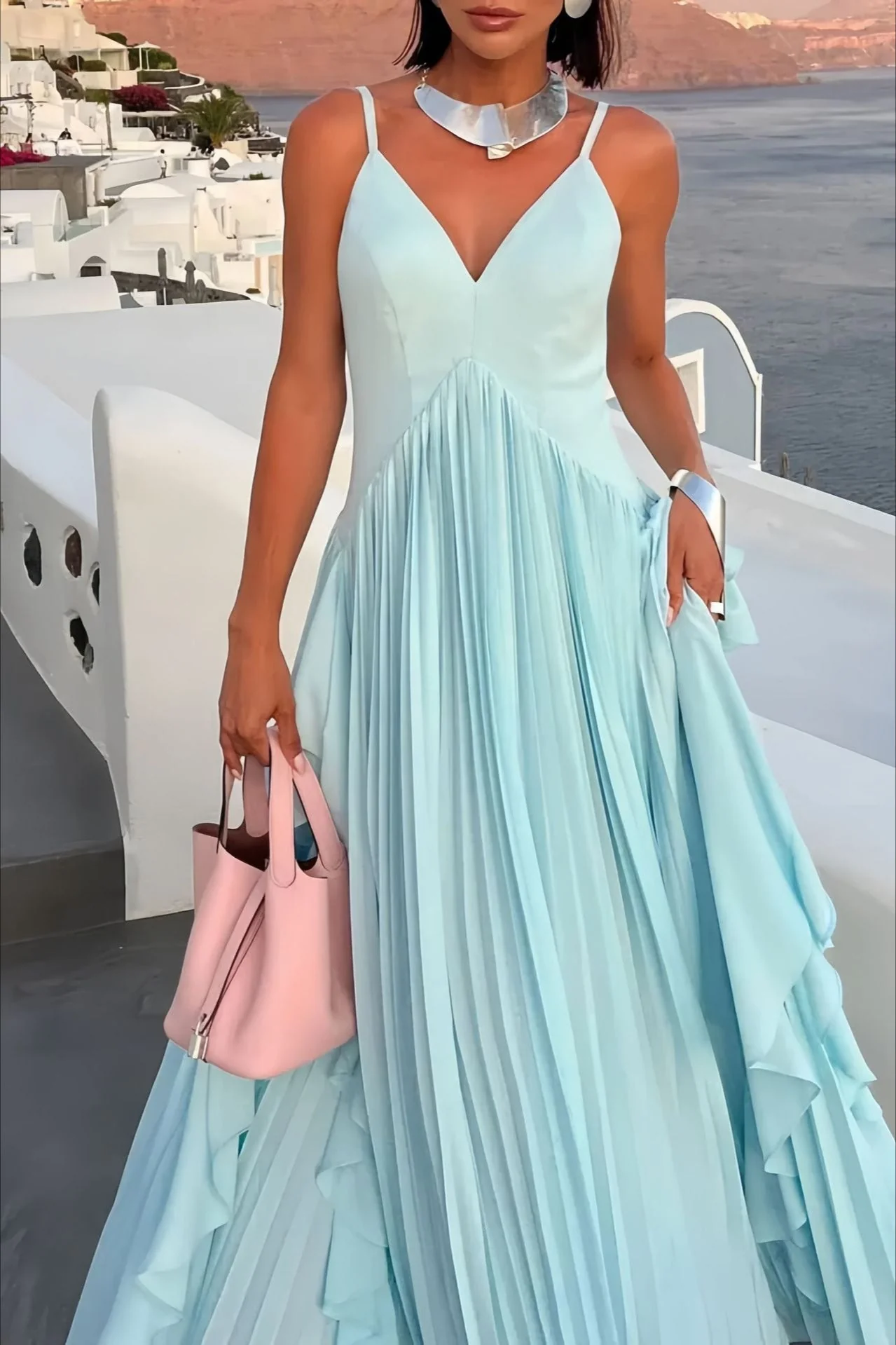 Swing Pleated Layered Maxi Dress - Image 3