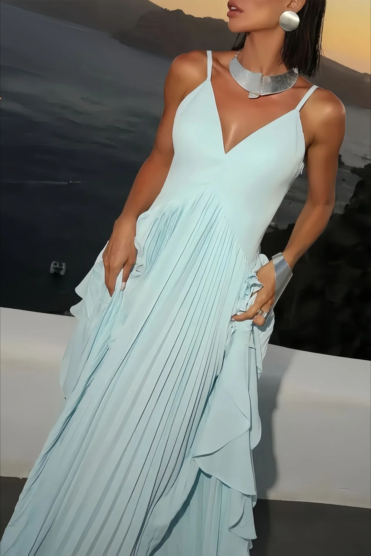 Swing Pleated Layered Maxi Dress - Image 4