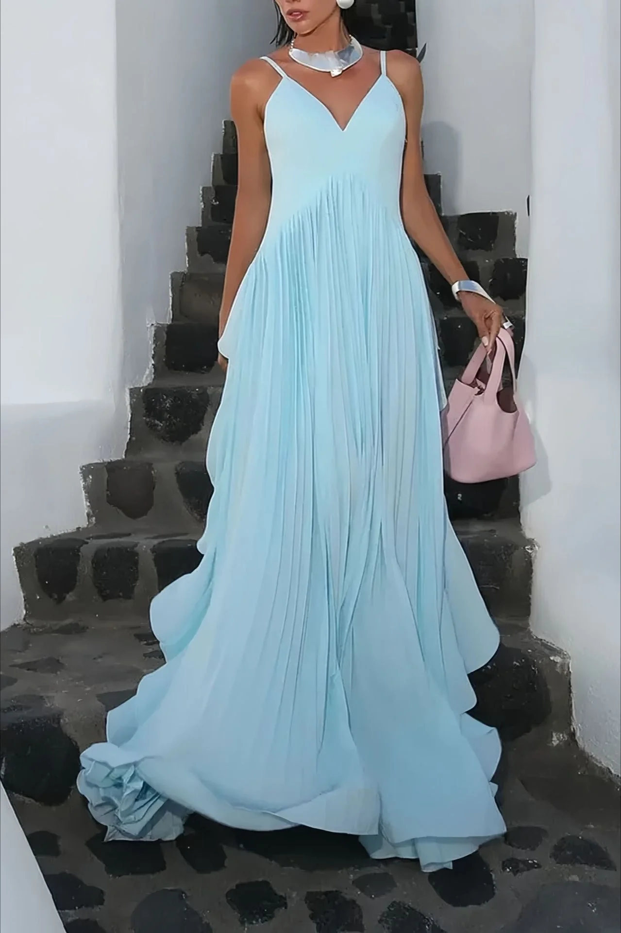 Swing Pleated Layered Maxi Dress - Image 5