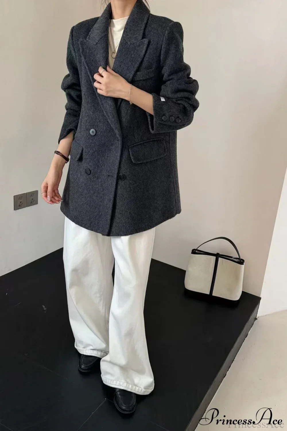 Tailored Collar Double-Face Wool Midi Coat - Image 6