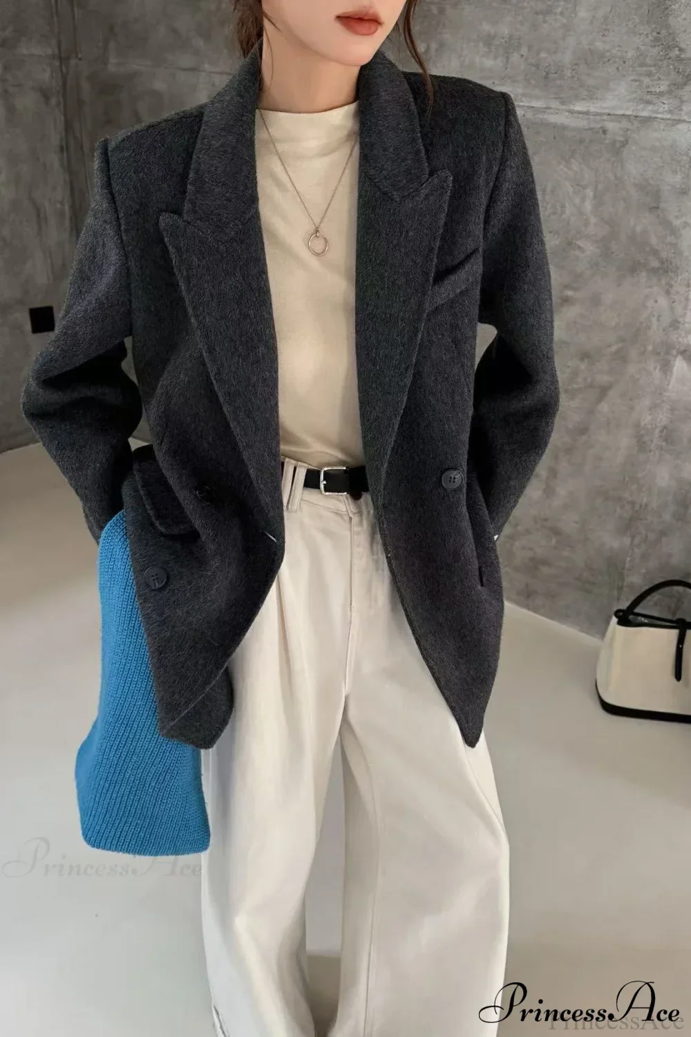 Tailored Collar Double-Face Wool Midi Coat - Image 7