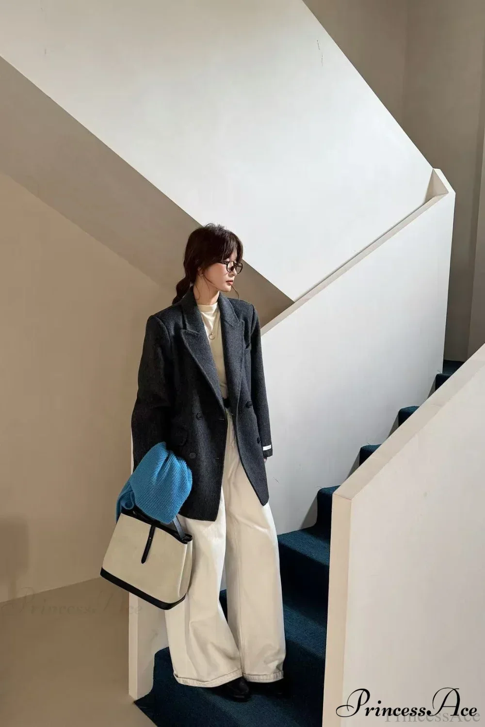 Tailored Collar Double-Face Wool Midi Coat - Image 8