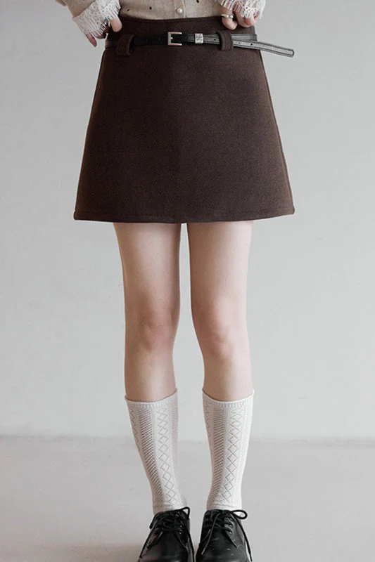 Solid Tartan Textured Skirt - Image 3