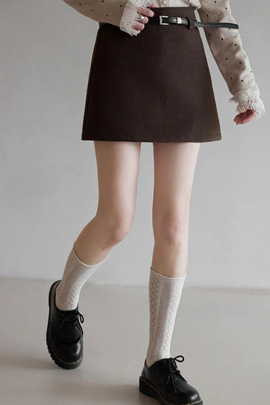 Solid Tartan Textured Skirt - Image 4
