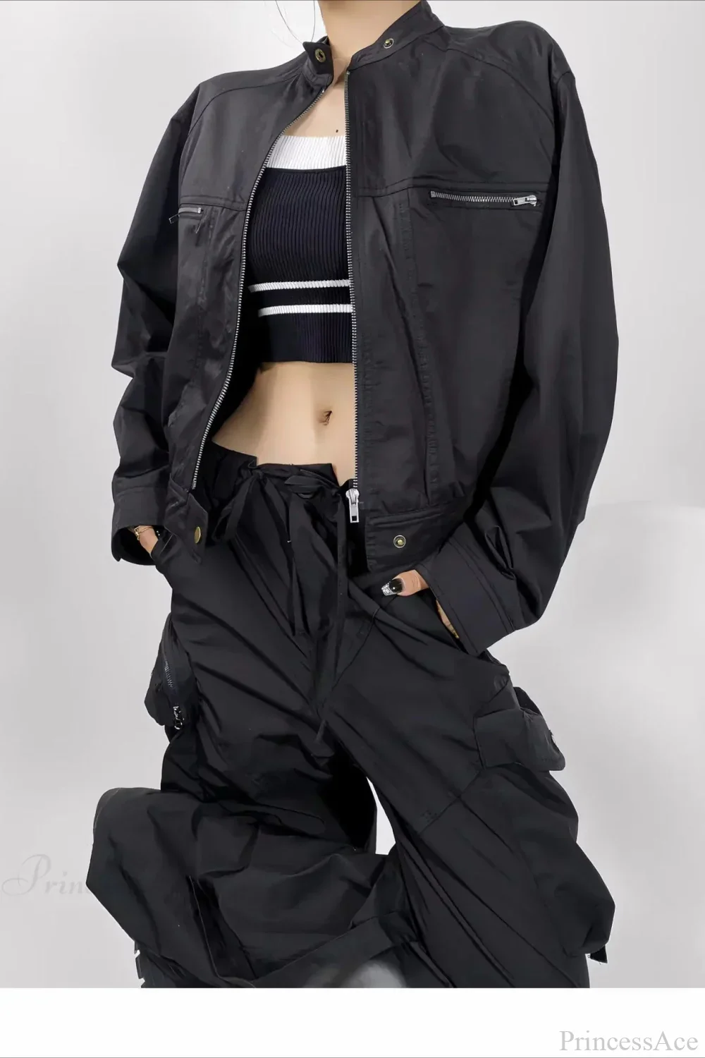Techwear Utility Loose Casual Zip Jacket - Image 4