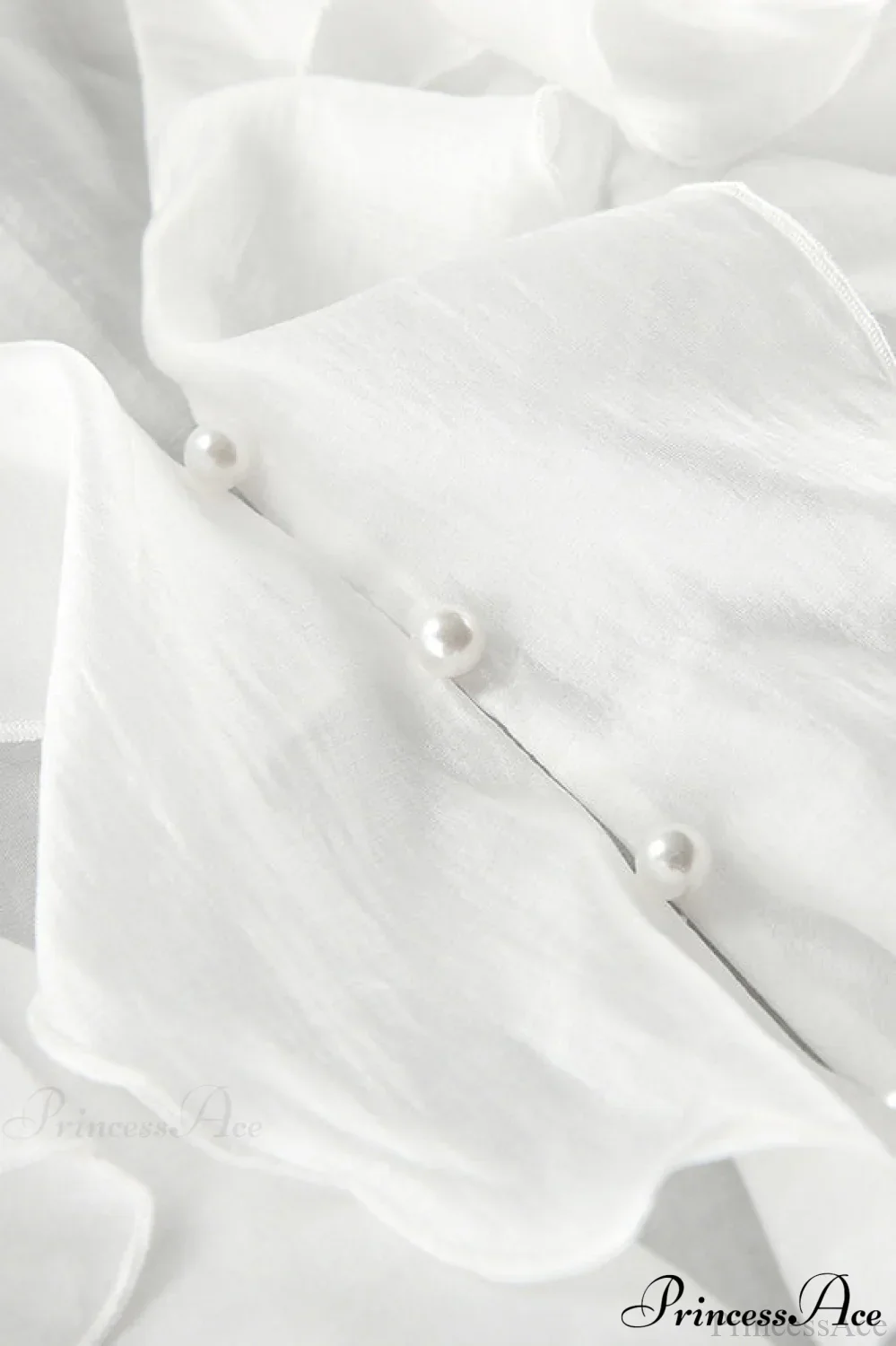 Tencel Ruffled V Neck Flared Sleeve Blouse - Image 4