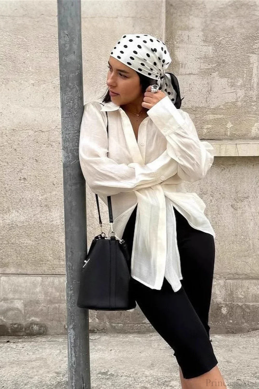 Tencel Sheer Asymmetric Long Sleeve Blouse - Image 2