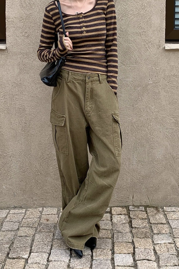 Textured Cargo Bootcut Casual Jeans - Image 5