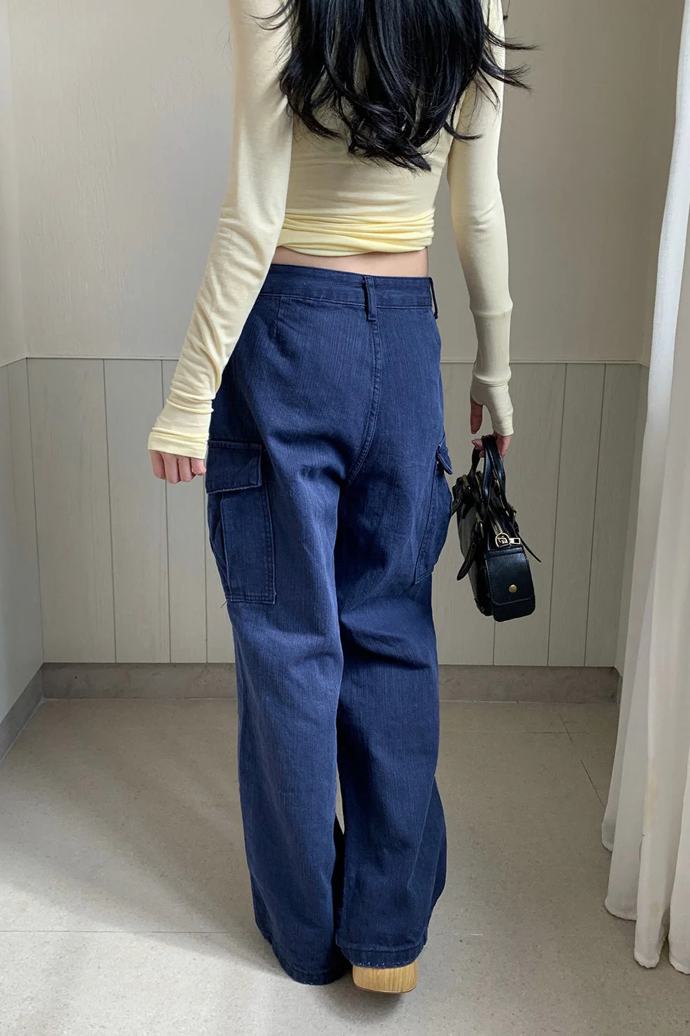 Textured Cargo Bootcut Casual Jeans - Image 8