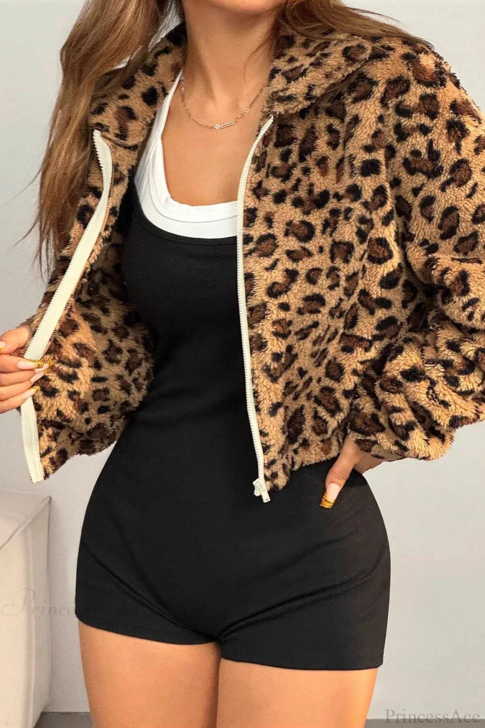 Thickened Short Leopard Print Relaxed Fuzzy Coat - Image 2