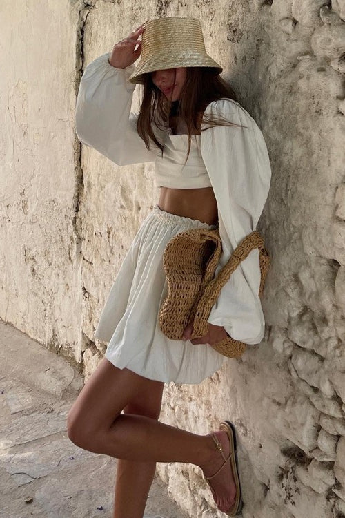 Tie Bandeau Pleated High Waist Skirt Set - Image 2