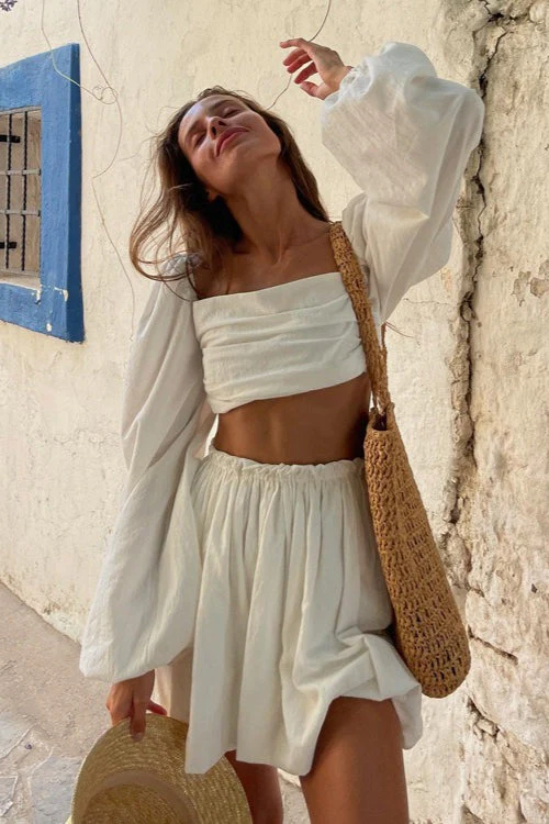 Tie Bandeau Pleated High Waist Skirt Set - Image 4