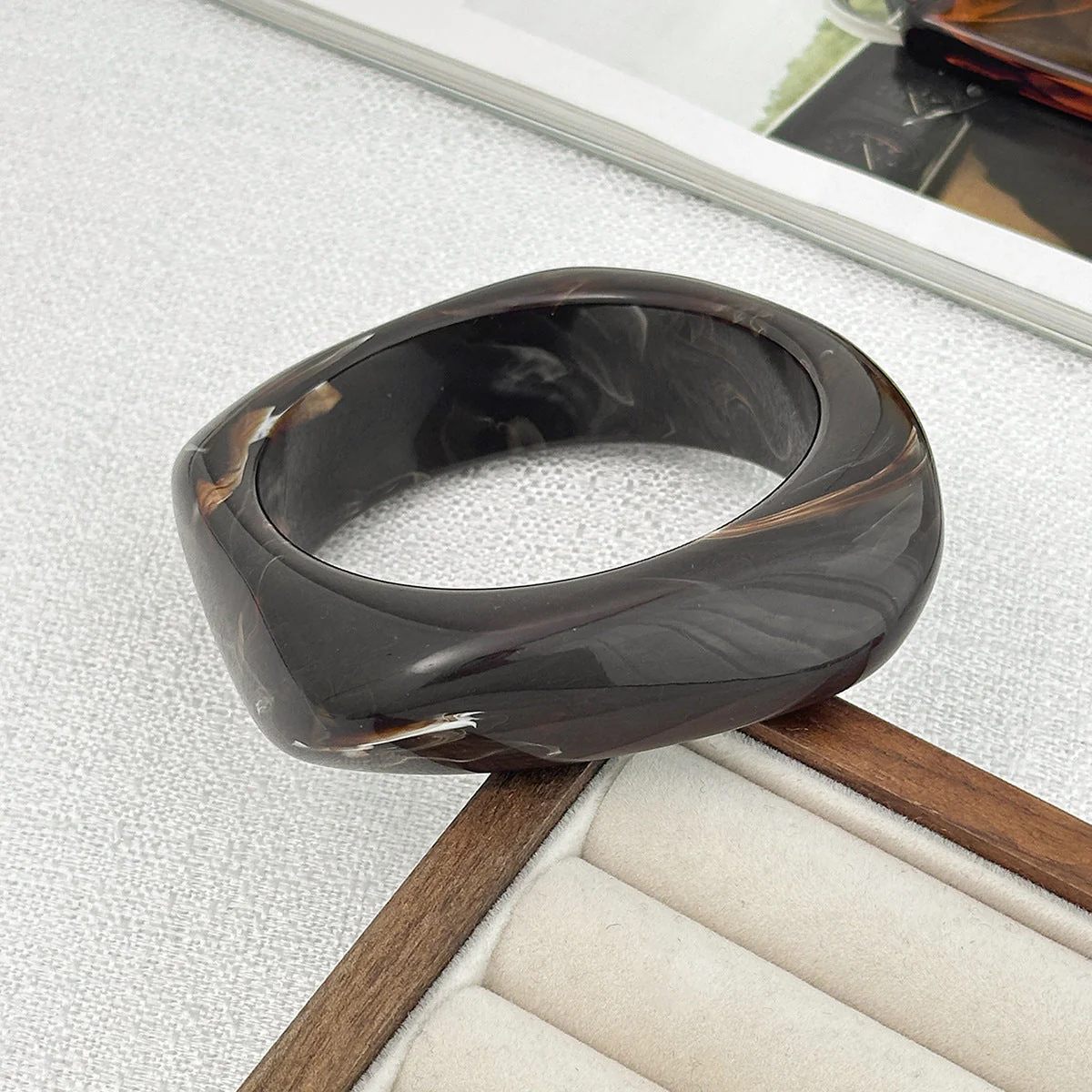 Tie Dye Acrylic Wide Curved Vintage Bracelet - Image 10
