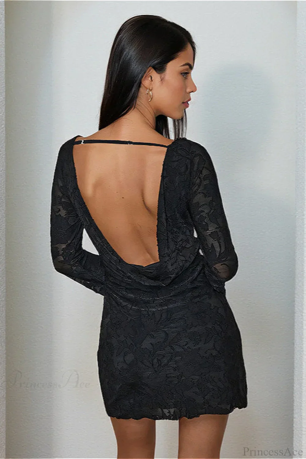 Tie Sheer Backless Bodycon Mini Dress - Image 3