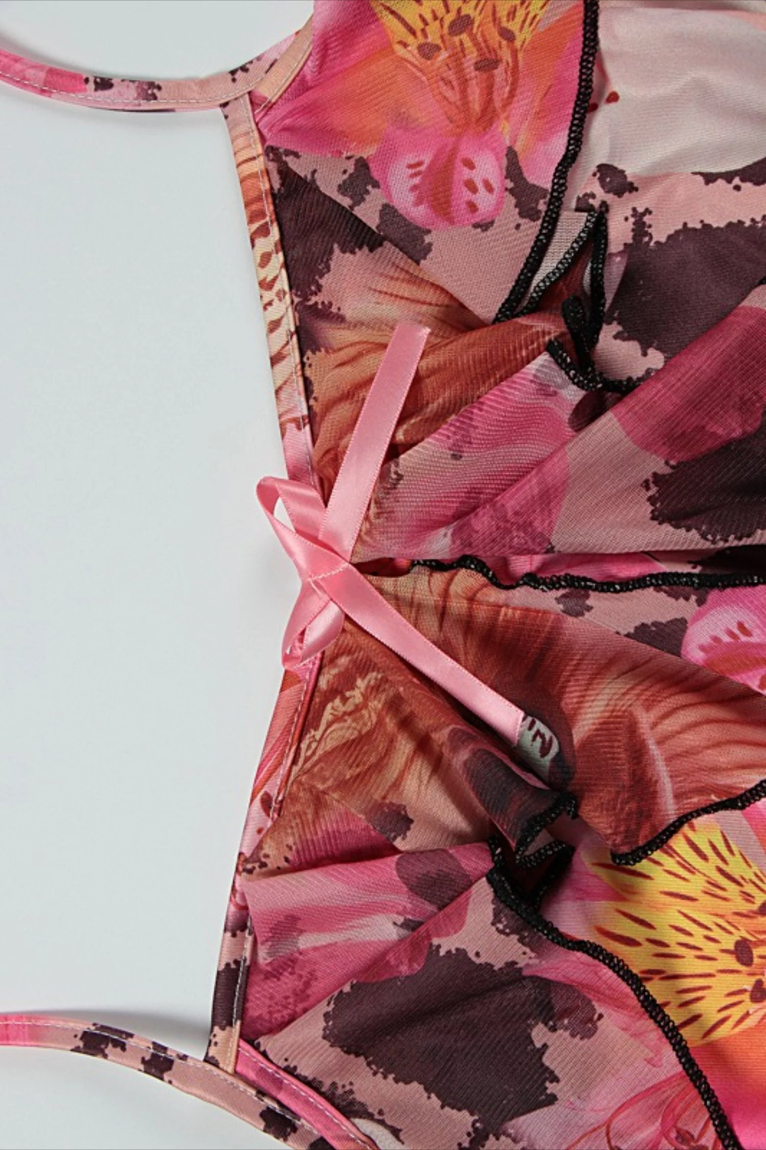 Tie Strapless Ruffled Print Sexy Bodycon Maxi Dress - Image 5