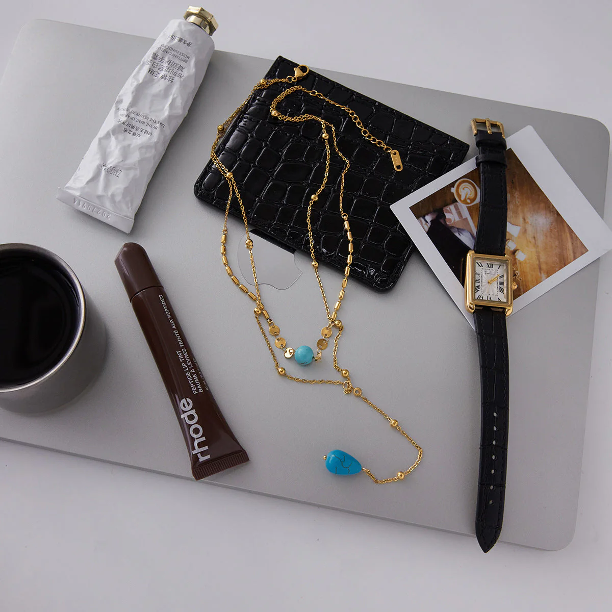Titanium Blue Turquoise Double Layer Y-shaped NeckLace - Image 5
