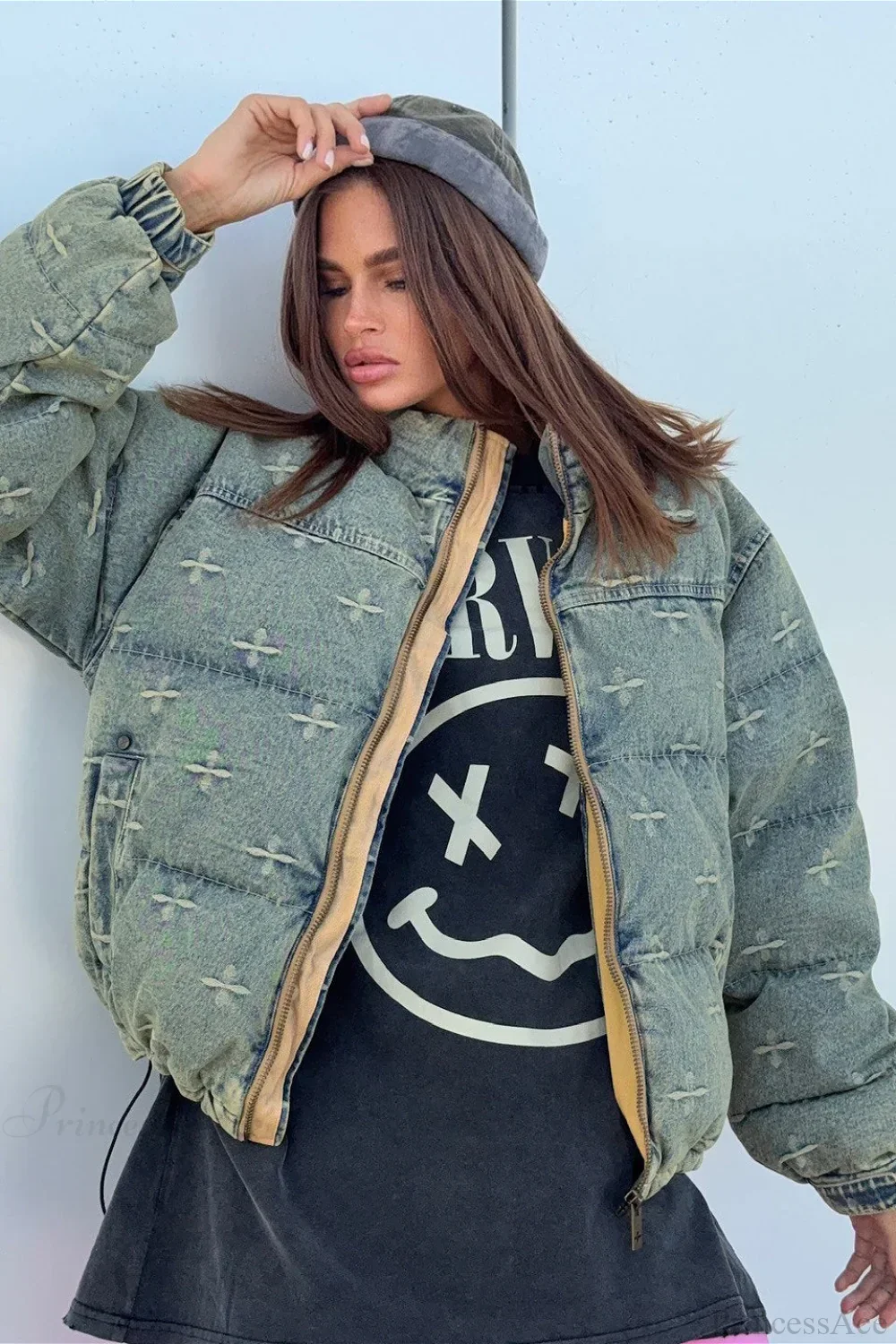 Trendy Distressed Cross Embroidered Coat - Image 3