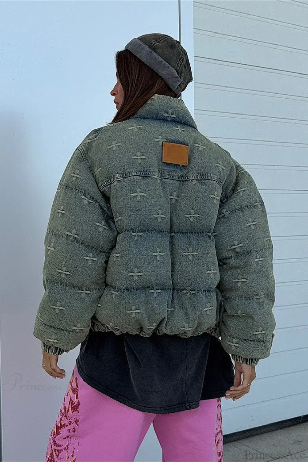 Trendy Distressed Cross Embroidered Coat - Image 4