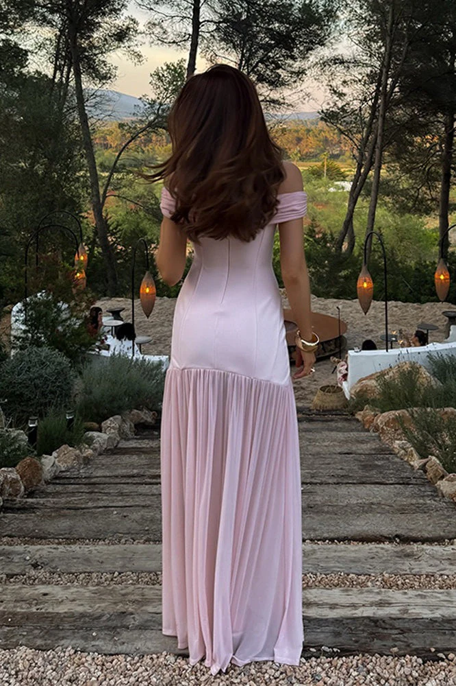 Tube Off Shoulder Mesh Patch Bodycon Maxi Dress - Image 4