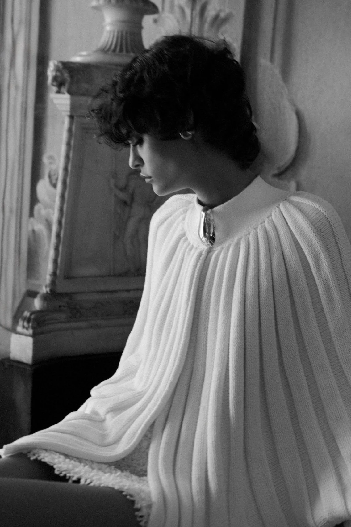 Turtleneck Lazy Loose-Fit Cape Long-Sleeve Knit Top - Image 4