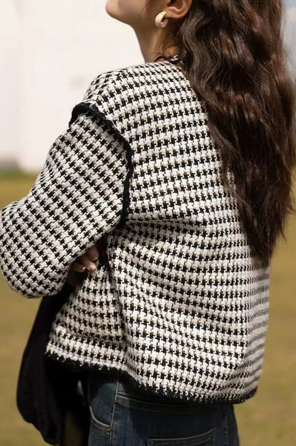 Tweed Houndstooth Short Jacket - Image 10