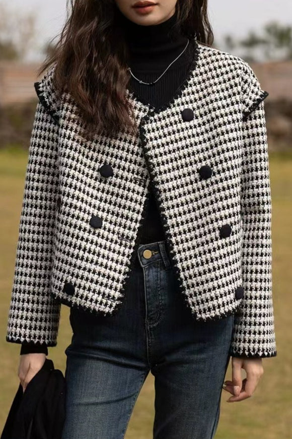 Tweed Houndstooth Short Jacket - Image 7