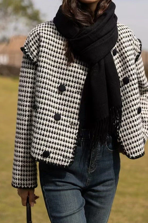 Tweed Houndstooth Short Jacket - Image 9