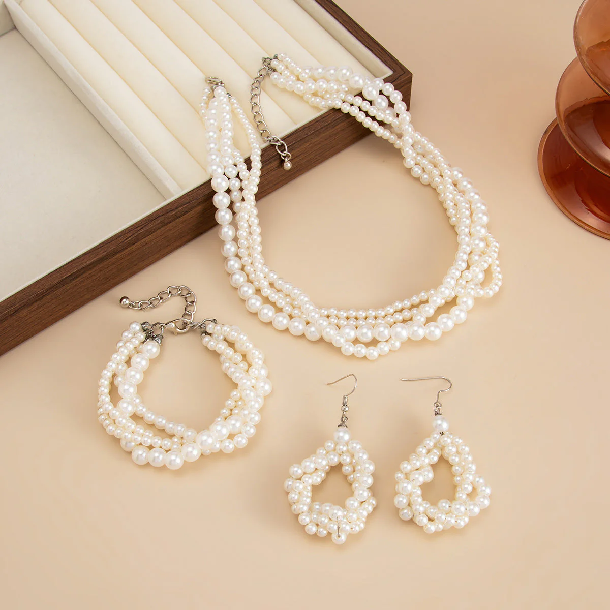 Twisted Pearl Multi Layer Minimalist NeckLace - Image 4