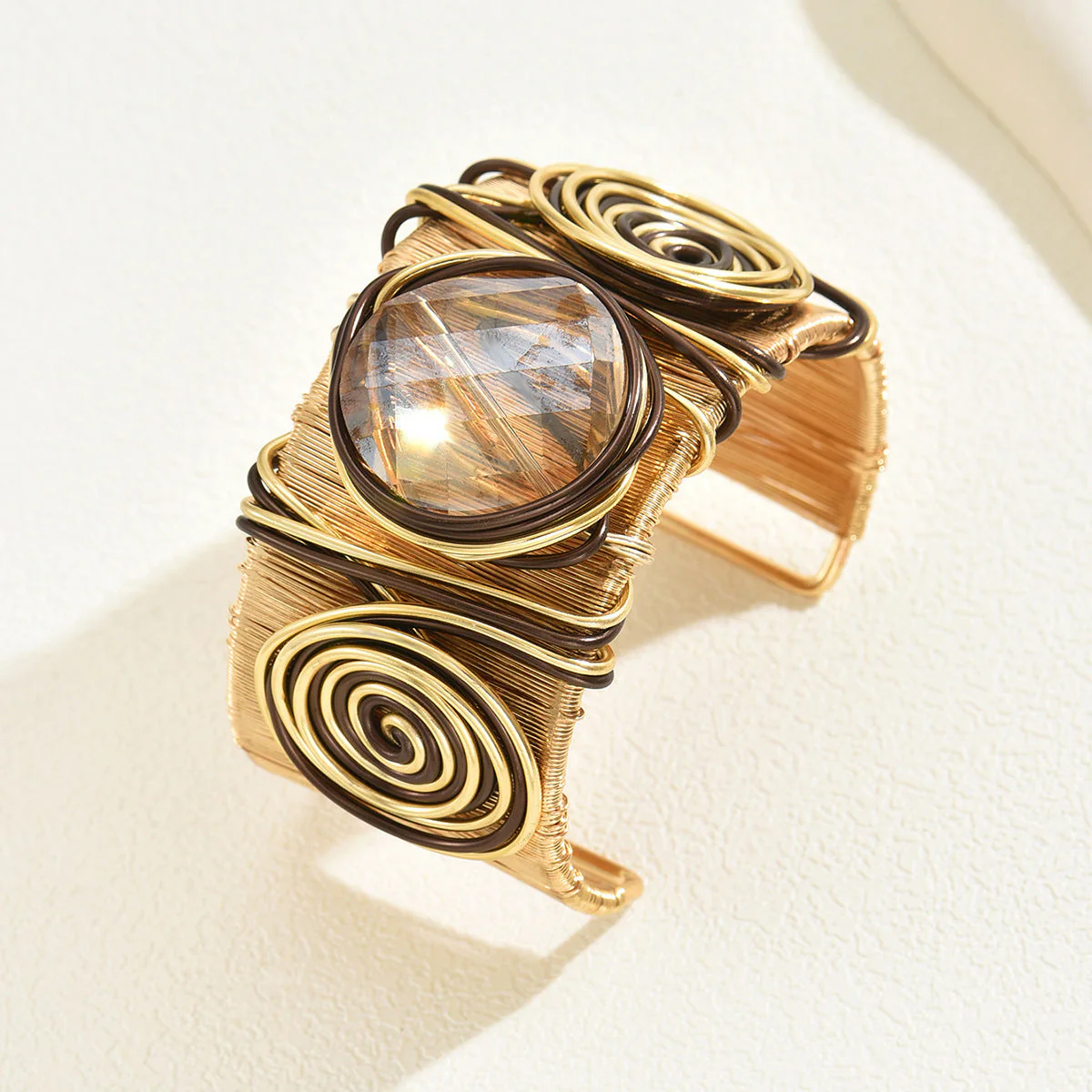 Twisted Round Gem Thread Open Bracelet - Image 3