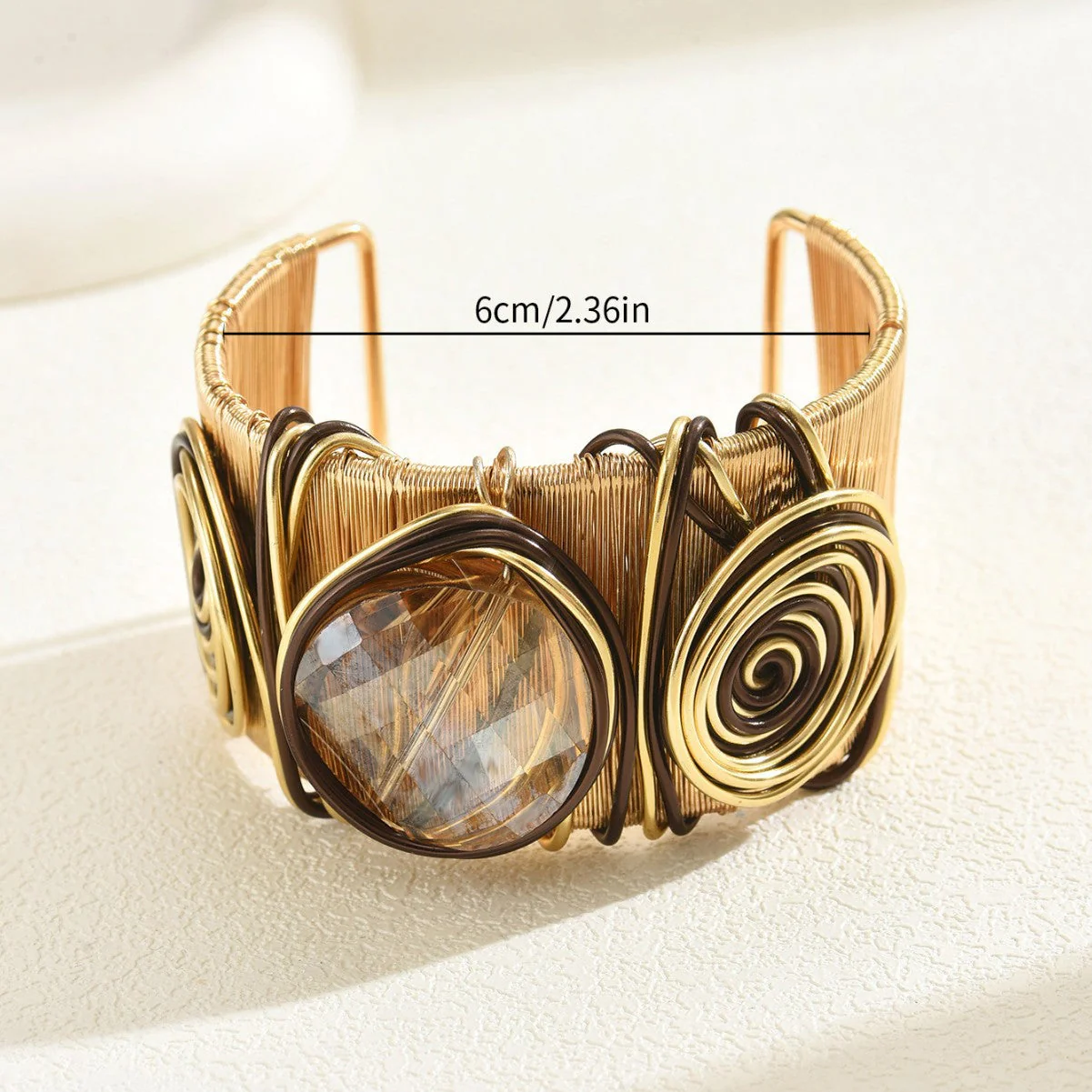 Twisted Round Gem Thread Open Bracelet - Image 4