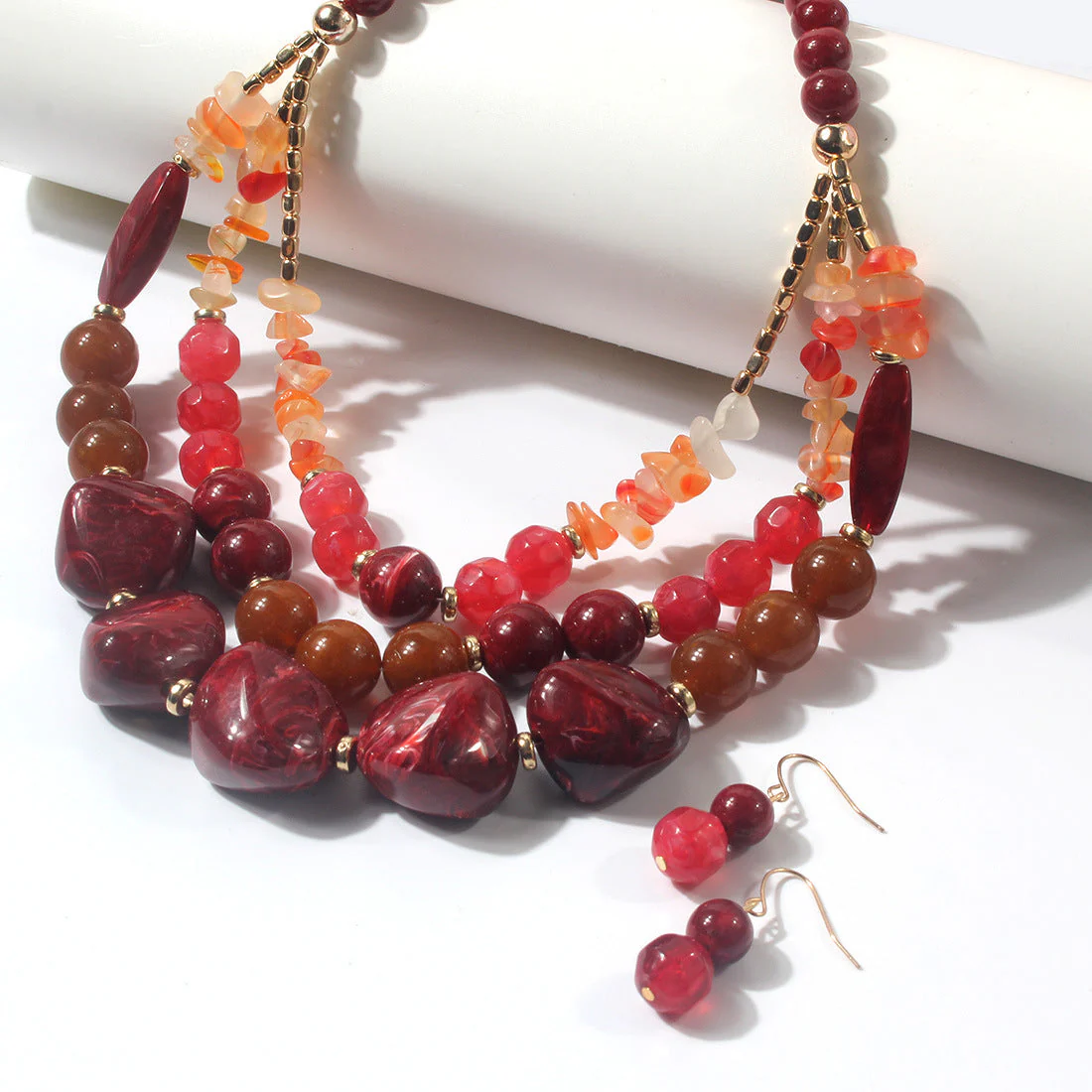 Two Tone Big Beaded Multi Layer NeckLace - Image 2