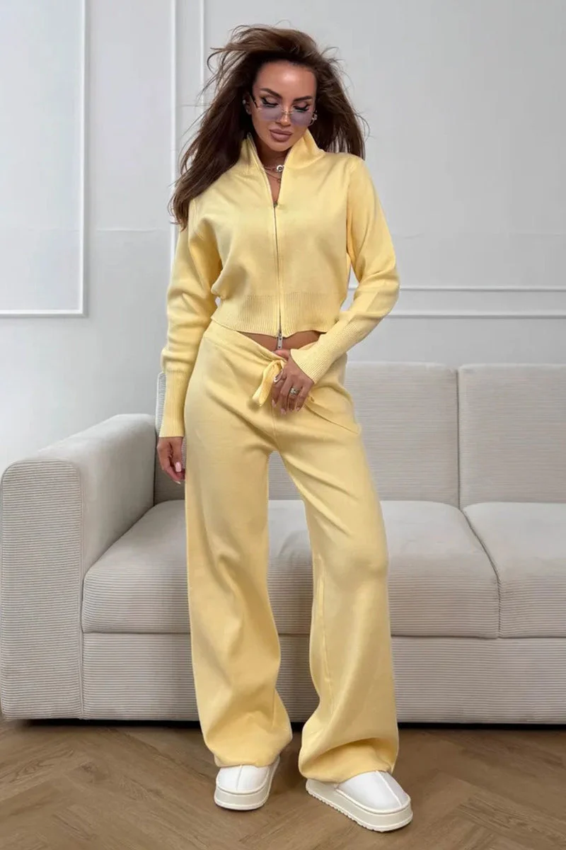 Two-Way Zipper Fitted Knit Commuter Two Piece Set - Image 6