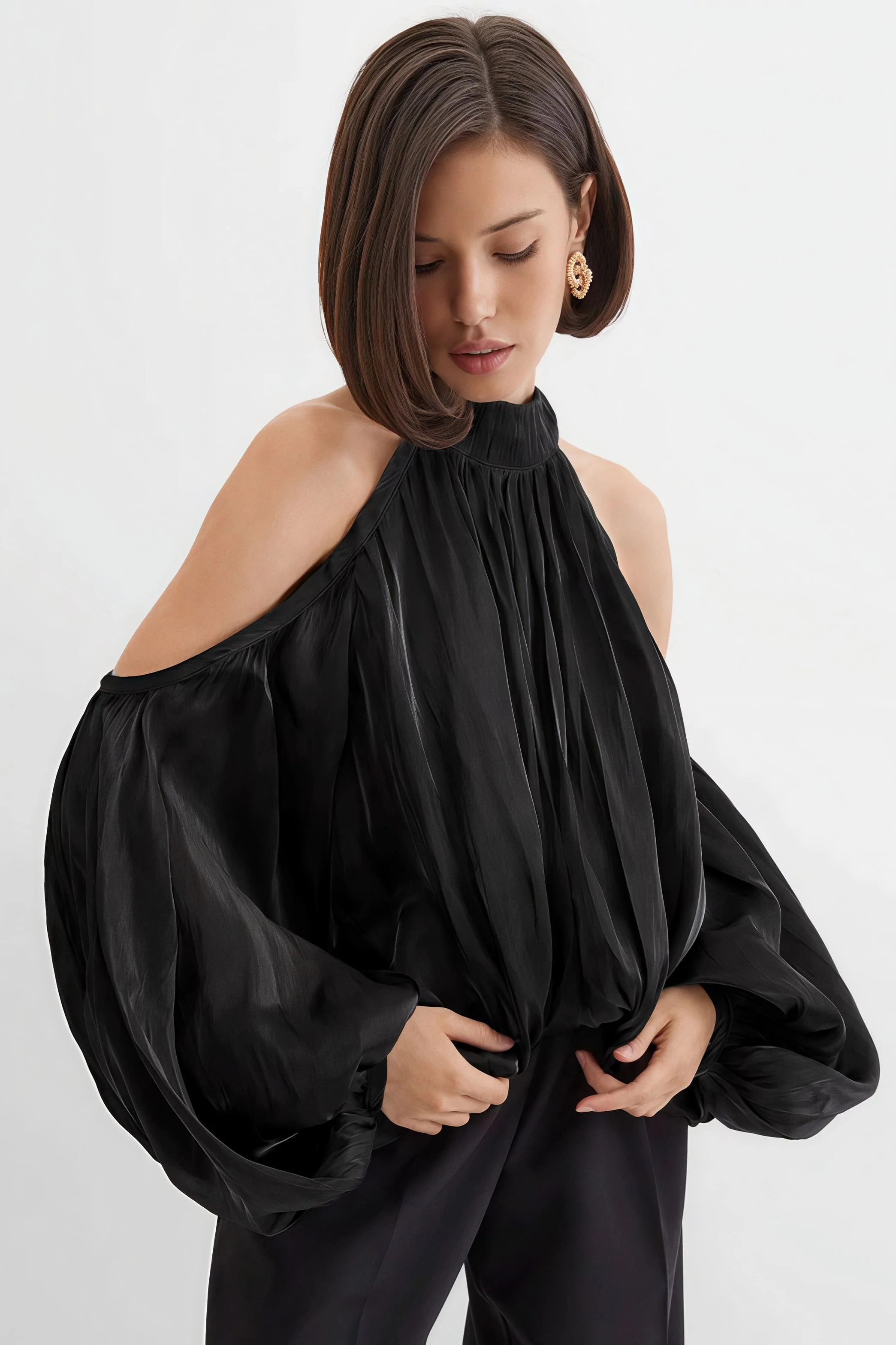 Unique Design Off Shoulder Long Sleeve Blouse - Image 10