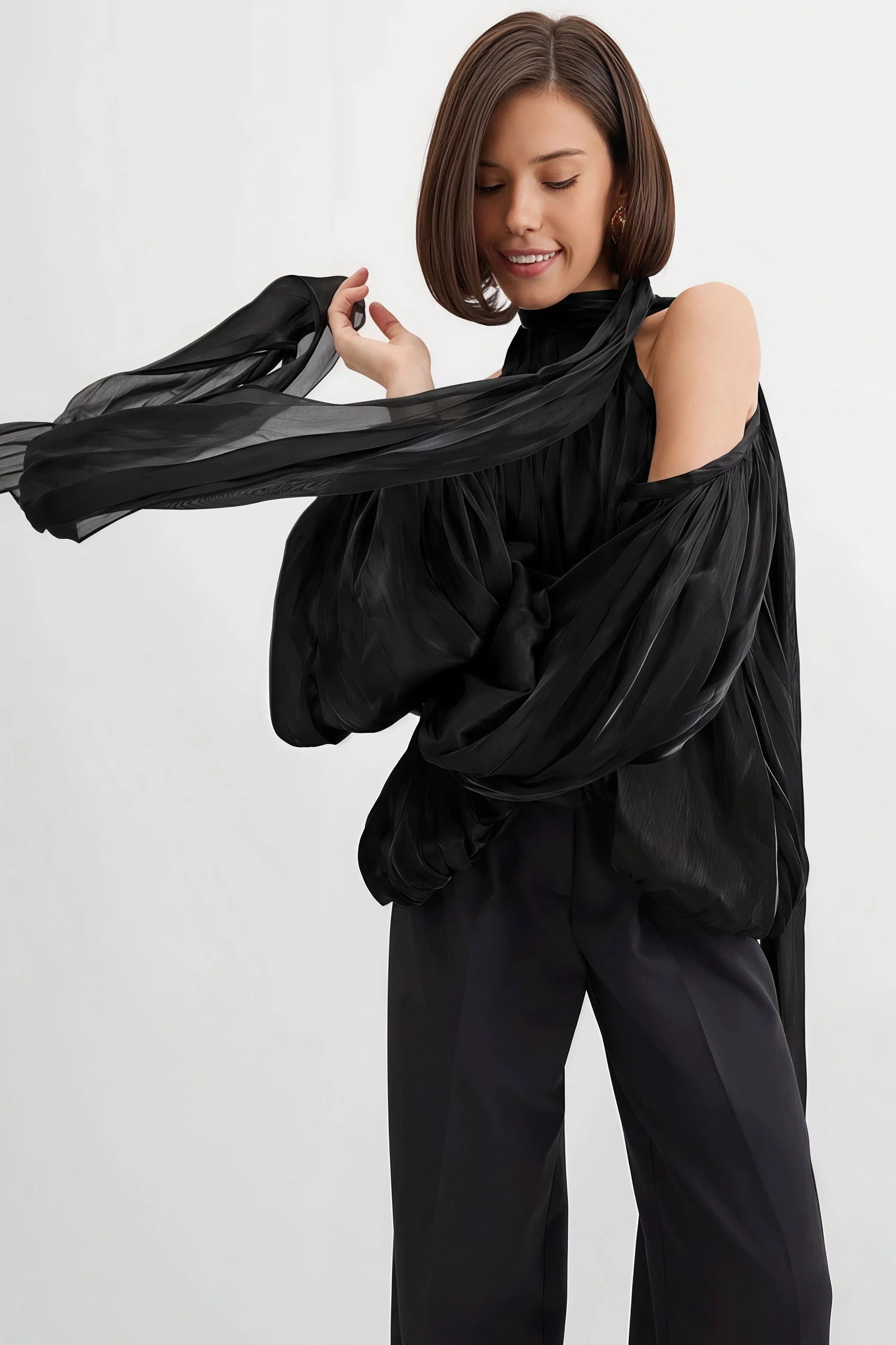 Unique Design Off Shoulder Long Sleeve Blouse - Image 11