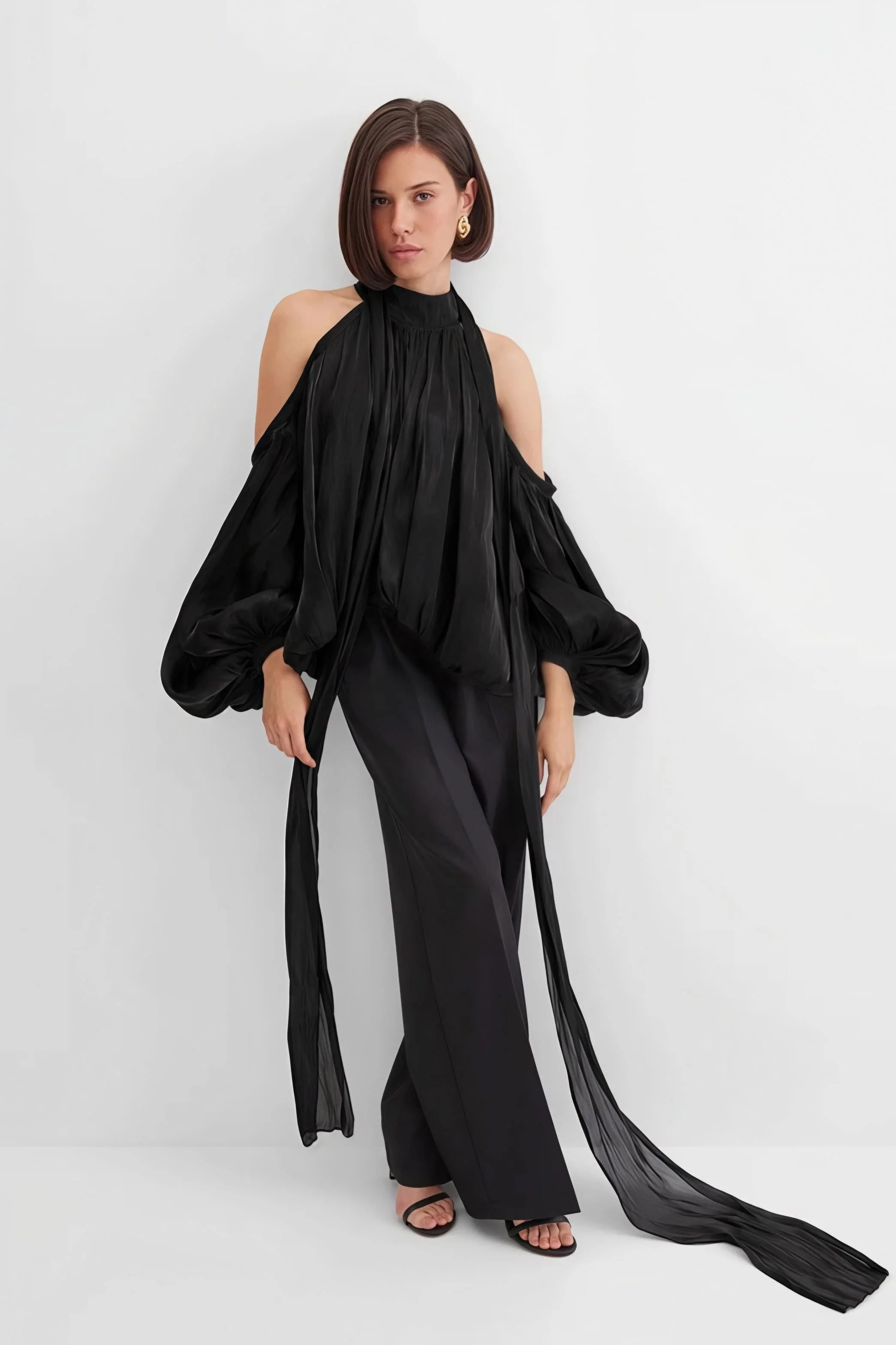 Unique Design Off Shoulder Long Sleeve Blouse - Image 9
