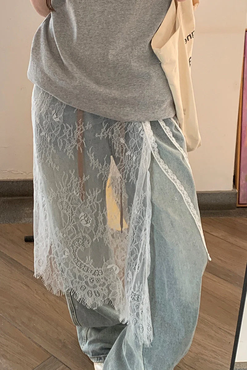 Unique Layered Lace Apron Drawstring Versatile Mini Skirt - Image 3