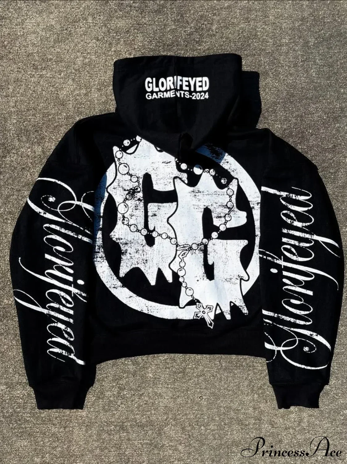 Unique Letter Print Retro Street Zip Hoodie - Image 2
