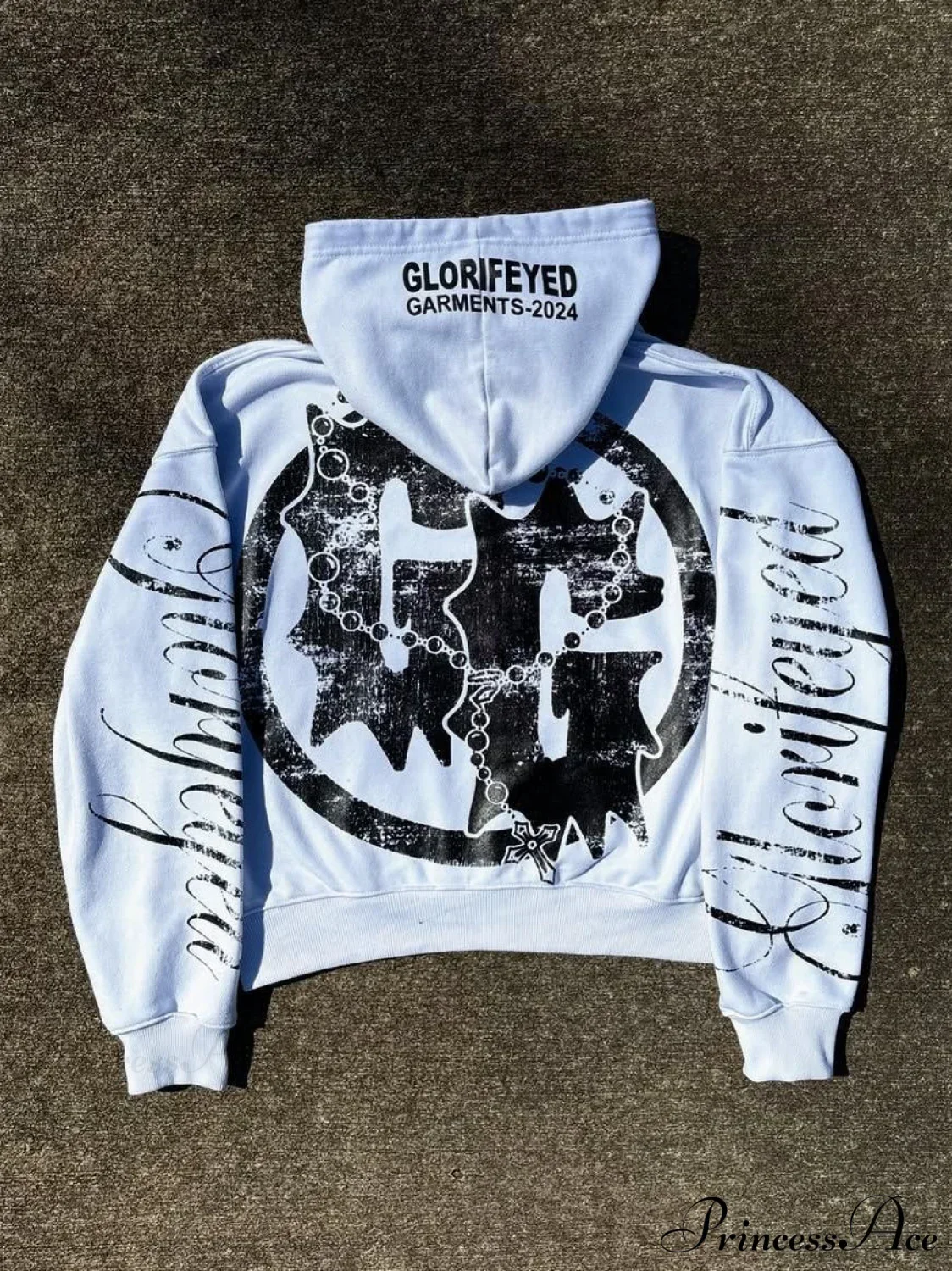 Unique Letter Print Retro Street Zip Hoodie - Image 5