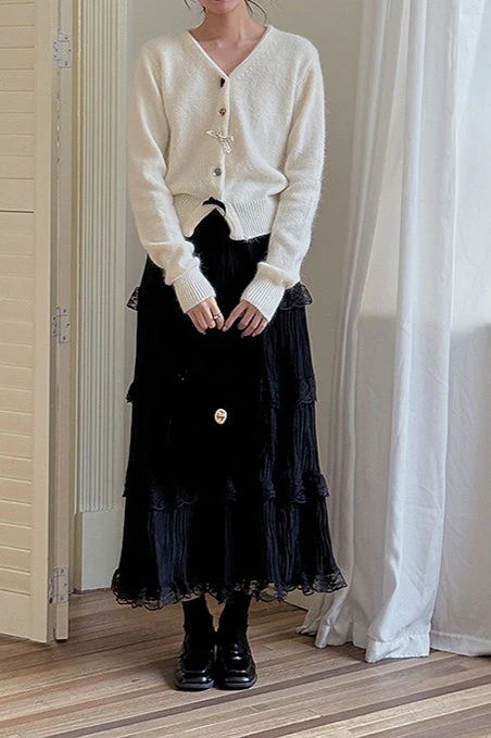 V Neck Bow Detail Button Cardigan - Image 5