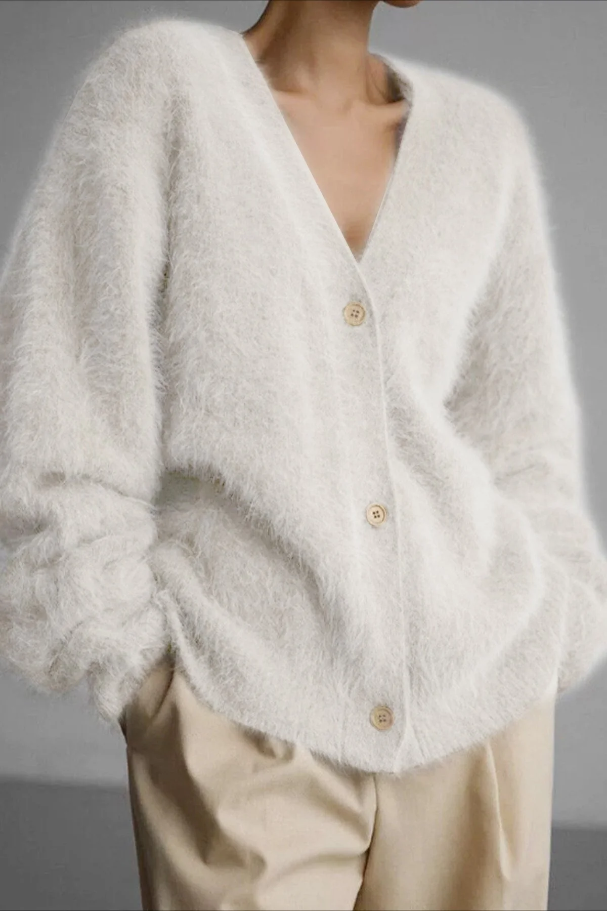 V Neck Button Long Sleeve Cardigan - Image 7