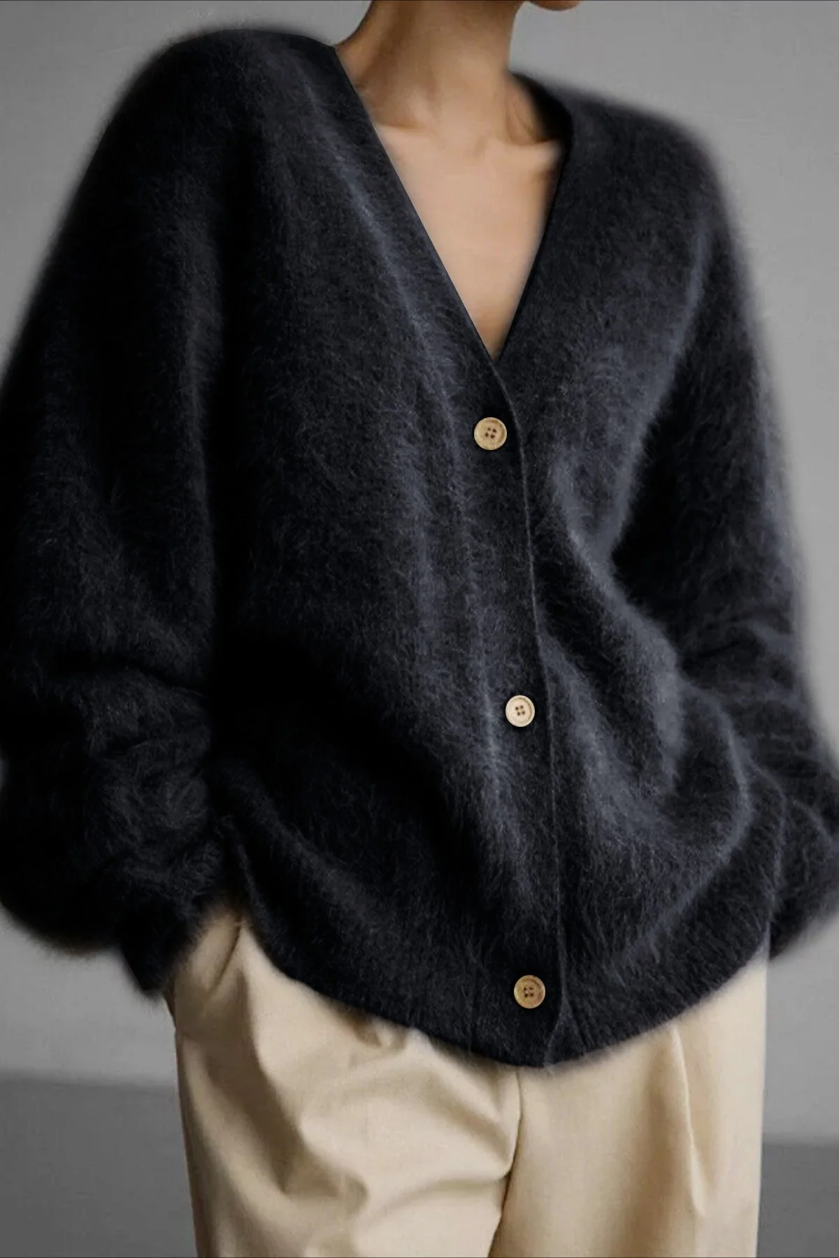 V Neck Button Long Sleeve Cardigan - Image 9