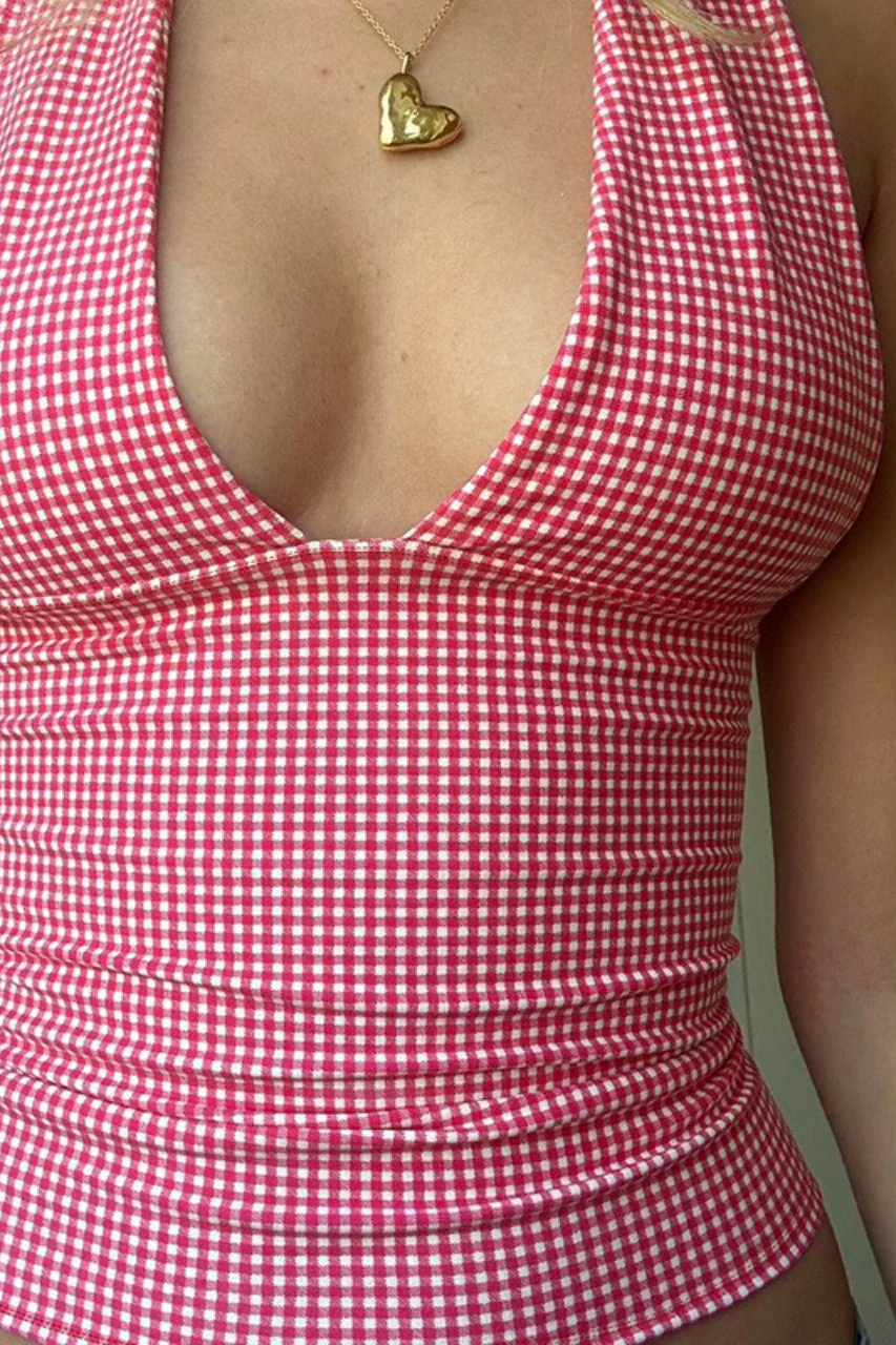 V Neck Heart Polka Dot Cami Top - Image 4