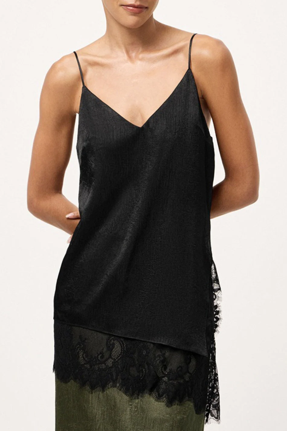 V Neck Lace Trim Patchwork Cami Top - Image 5
